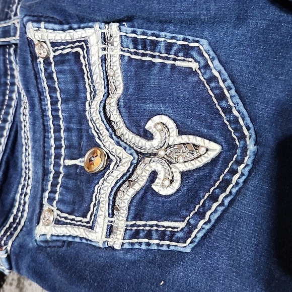 ROCK REVIVAL JANELLE EMBROIDERED RHINESTONES STUDDED BOOT-LEG DENIM JEAN - Picture 12 of 15